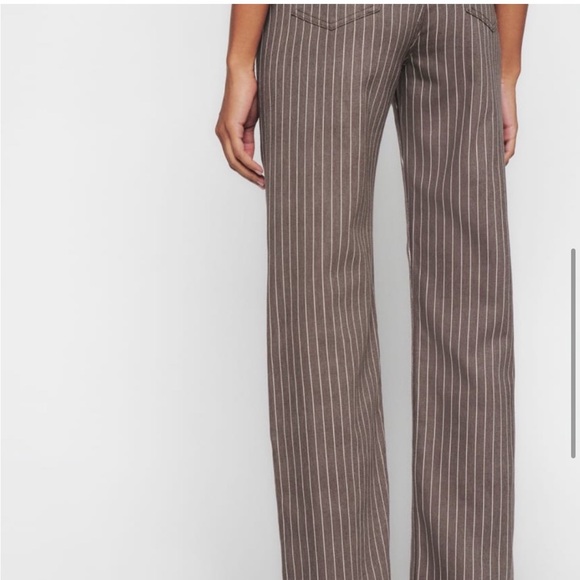 Reformation Jeans Wilder High Rise Wide Leg Jeans in Cacao Pinstripe Size 23 - Picture 10 of 10